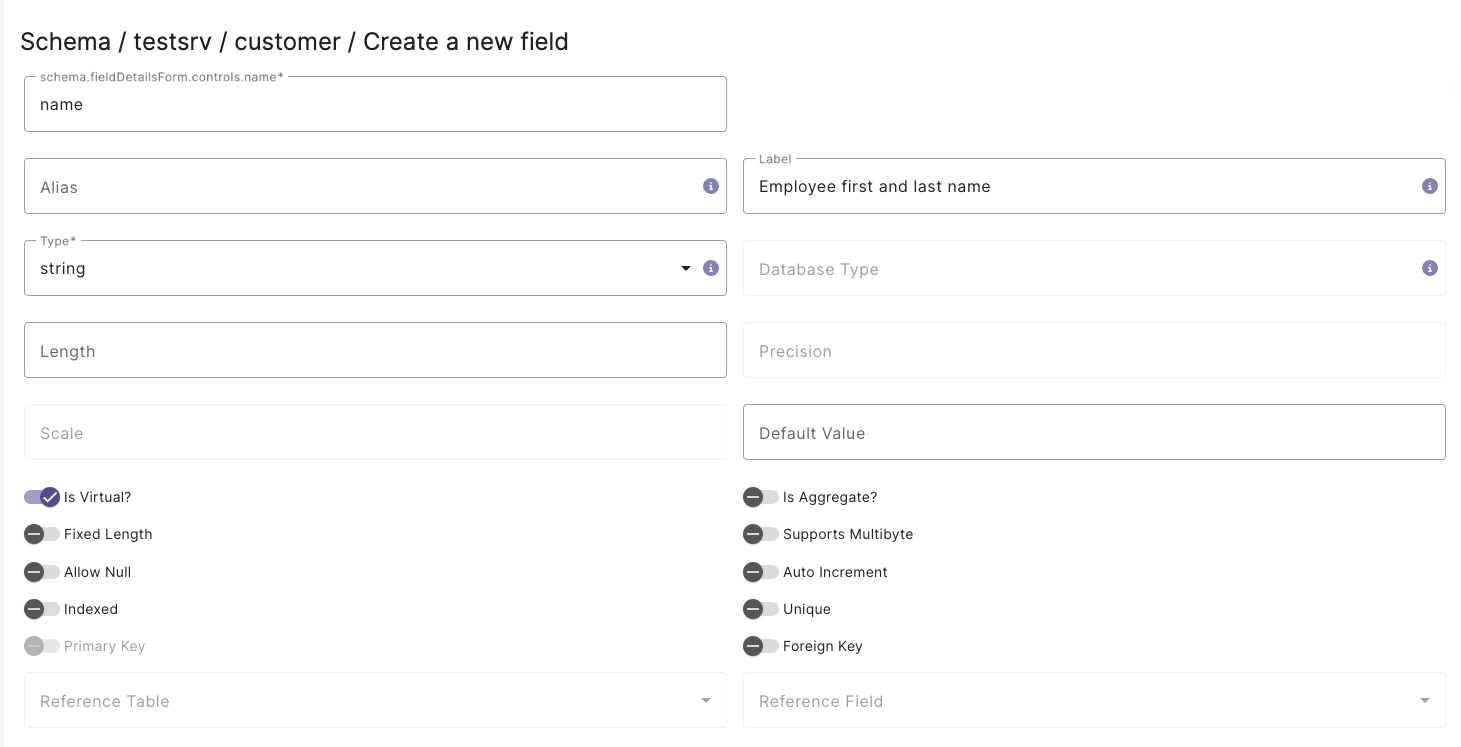 Defining a virtual field